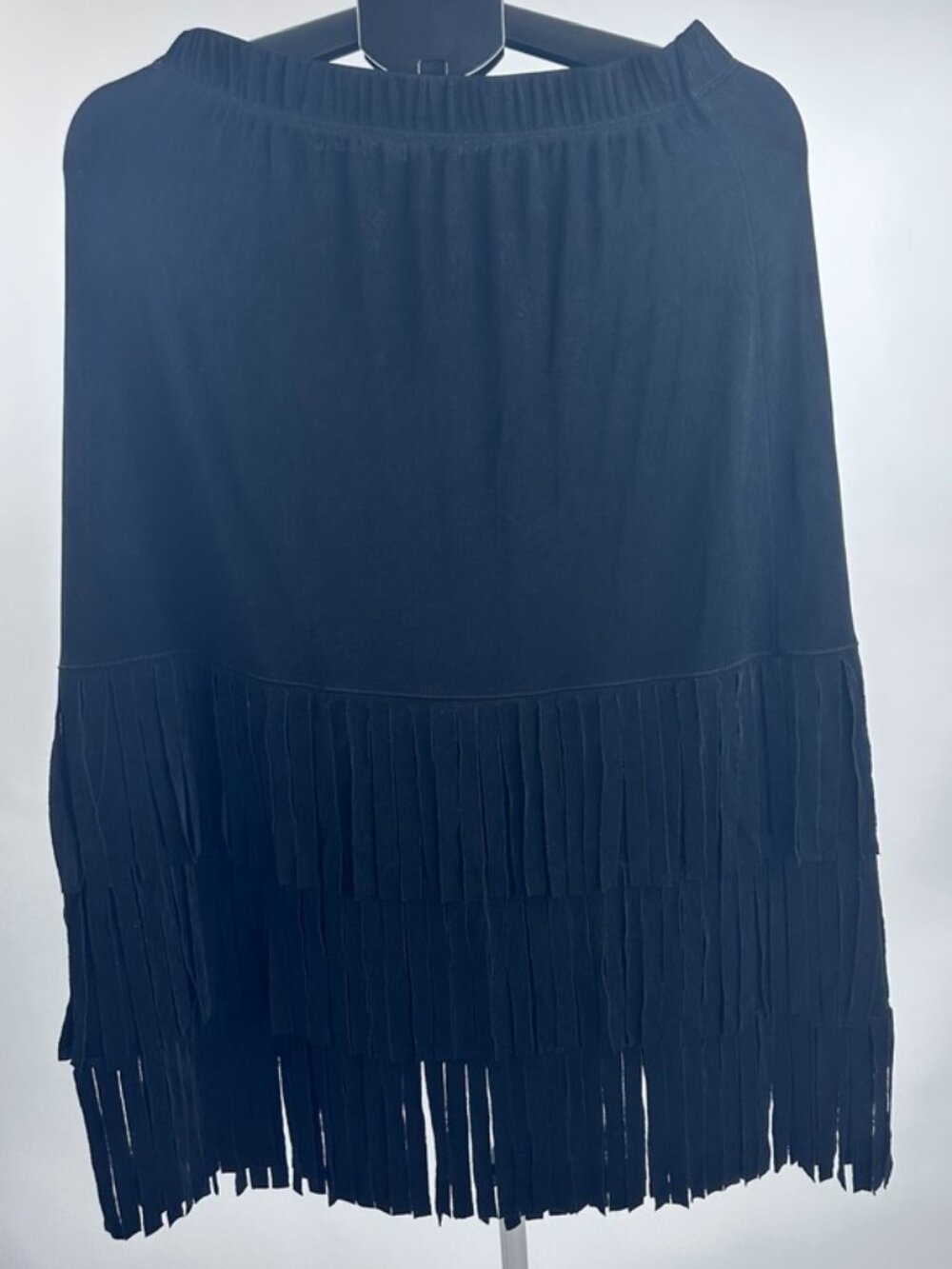 Chico's Travelers Black Fringe Pull On Skirt Womens XL Size 3